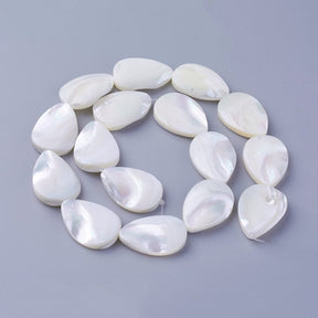 Shell Drop Pearls, White, (18x25mm) - Uniq Perler - 112909
