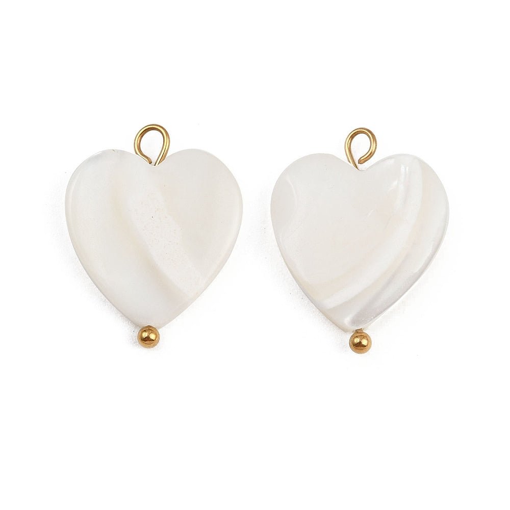 Shell Hjerte Vedhæng – 18K Forgyldt vandfast Stål (19–20.5mm) 2 stk. - Uniq Perler - 117809