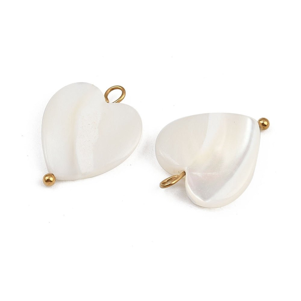 Shell Hjerte Vedhæng – 18K Forgyldt vandfast Stål (19–20.5mm) 2 stk. - Uniq Perler - 117809