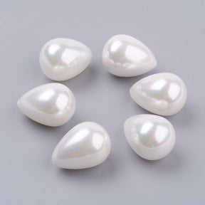 Shell Perle Tropfenförmig – Weiß, Oberseitig gebohrt (12x8mm) - Uniq Perler - 6556677