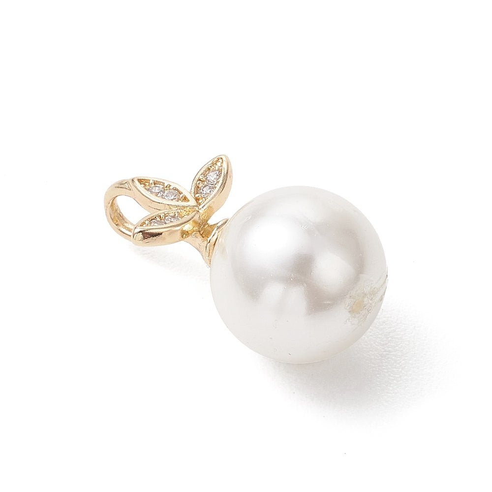 Shell Perle Vedhæng – Blad Zirkonia Forgyldt (22.5mm) - Uniq Perler - 117757