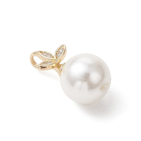 Shell Perle Vedhæng – Blad Zirkonia Forgyldt (22.5mm) - Uniq Perler - 117757