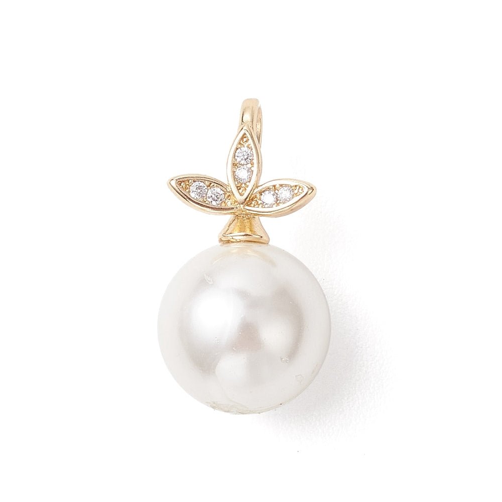 Shell Perle Vedhæng – Blad Zirkonia Forgyldt (22.5mm) - Uniq Perler - 117757