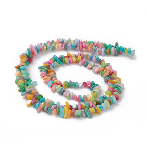 Shell Pearls, Chips, Multi Colors, 5 - 9mm, Double Strand (80cm) - Uniq Perler - 778807