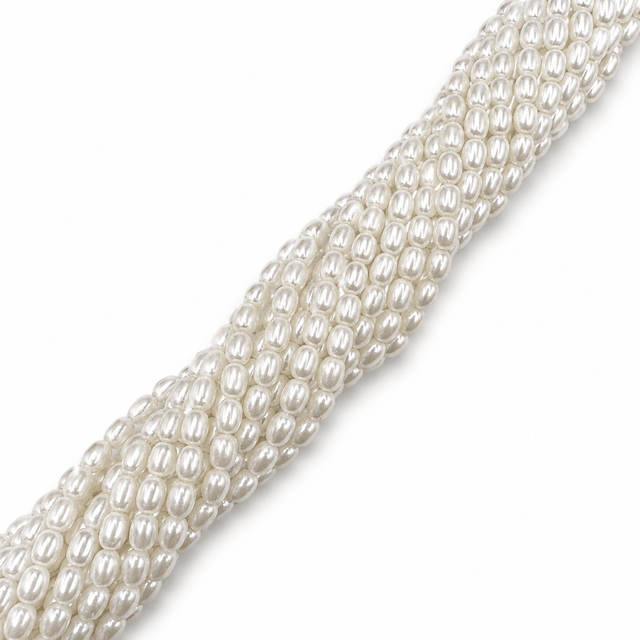 Shell Perler – Hvid, Rice (3,5 - 4x5,5mm) - Uniq Perler - 865789