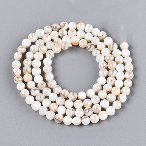 Shellperlen – Weiß/Braun, Rund (3mm) - Uniq Perler - 