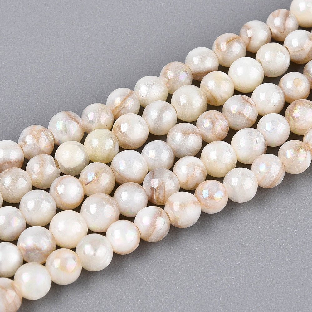 Shell-Perlen mit AB-Effekt – Muschelfarbe, rund (4 mm)