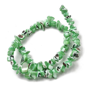 Shell beads – Nugget Shape, Green (7 - 22mm) - Uniq Perler - 116041