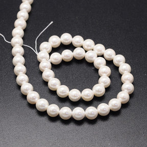 Shell Pearls - Round, White (10mm) - Uniq Perler - 115389