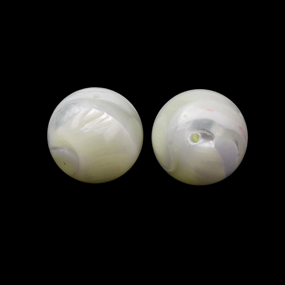 Shell Perler – Top/anboret -Hvid, Runde (11,5~12mm) - Uniq Perler - 124617