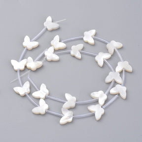 Shell Sommerfugle - Hvid, (10x7mm) 4 stk. - Uniq Perler - 115528