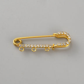 Safety Pins with Rhinestones – 18K Gold-plated Brass (51x16.5x7.5mm) 2 pcs.