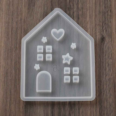 Silikone Form Til At Lave Et Hus Med Hjerter Og Flag – DIY Støbeform - Uniq Perler - 114472