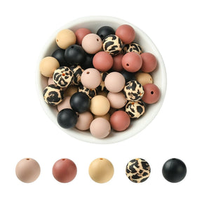 Silicone Beads – Brown Color Mix (15mm) 50 pcs - Uniq Perler - 114979