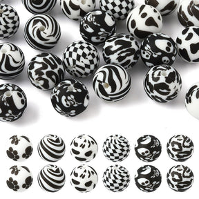Silikone Perler – Rund (15mm, Sort, 24 stk., Mix) - Uniq Perler - 120179