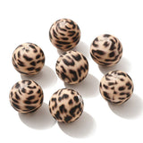 Silikoneperler Med Leopardmønster – Tan (15mm) 8 stk. - Uniq Perler - 122366