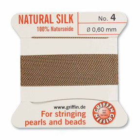 Silk Cord with Needle – Beige (0.6mm, 2m) - Uniq Perler - 116365