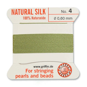 Silk Cord With Needle - Green Size 4 (0.60mm), 2m - Uniq Perler - 116764