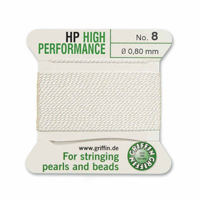 Silk Cord with Needle – White (0.80mm, 2m) - Uniq Perler - 937582