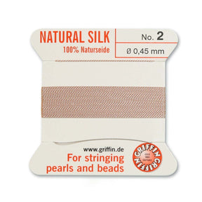 Silketråd med nål – Rosa, Str. 2 (0,45 mm), 2 m - Uniq Perler - 0000002955