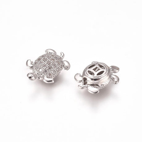 Skildpadde Perle Med Zirkonia – Platin Farvet (9x11mm) - Uniq Perler - 299284