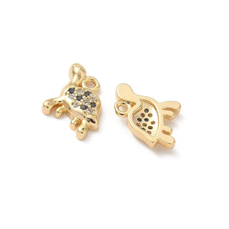 Skildpadde vedhæng m. Zirkonia, Forgyldt Messing (11,5mm) - Uniq Perler - 115698