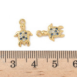 Skildpadde Vedhæng Med Zirkonia – 18K Forgyldt Messing (14,5x9,5x2,5mm) - Uniq Perler - 120558
