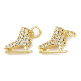 Skøjte Vedhæng Med Zirkonia – Langtidsholdbar Forgyldt Messing (13x11,5mm) - Uniq Perler - 115954