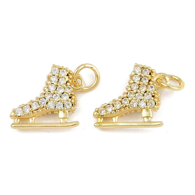 Skøjte Vedhæng Med Zirkonia – Langtidsholdbar Forgyldt Messing (13x11,5mm) - Uniq Perler - 115954