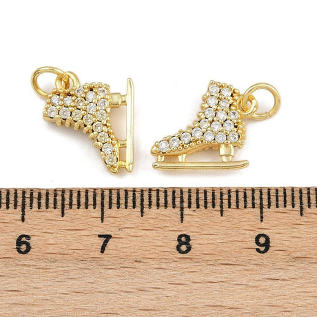 Skøjte Vedhæng Med Zirkonia – Langtidsholdbar Forgyldt Messing (13x11,5mm) - Uniq Perler - 115954