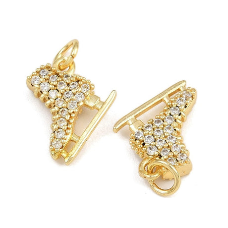 Skøjte Vedhæng Med Zirkonia – Langtidsholdbar Forgyldt Messing (13x11,5mm) - Uniq Perler - 115954