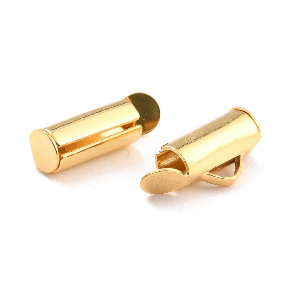 Slide Ends – 18K Forgyldt Stål (13x6x4mm) 10 stk - Uniq Perler - 113790