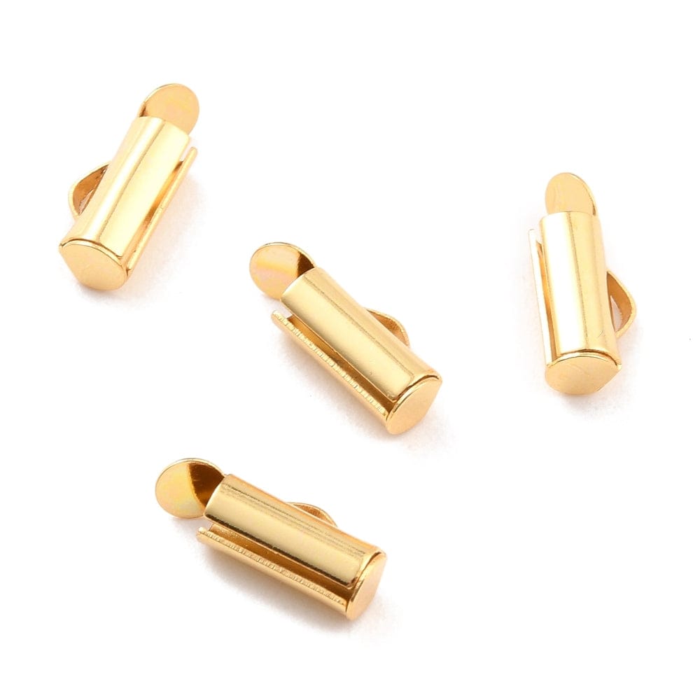 Slide Ends – 18K Forgyldt Stål (13x6x4mm) 10 stk - Uniq Perler - 113790