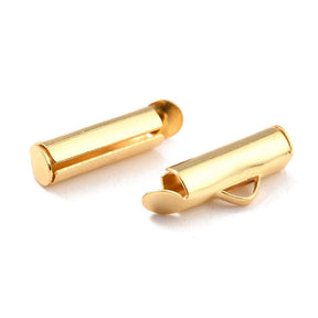 Slide Ends – 18K Gold-plated Steel (16x6x4mm) 10 pcs - Uniq Perler - 113791