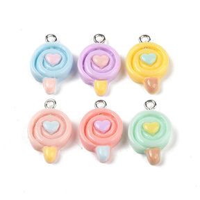 Lollipop Resin Pendant, Color Mix, 20x14mm, 10 pcs. - Uniq Perler - 570789