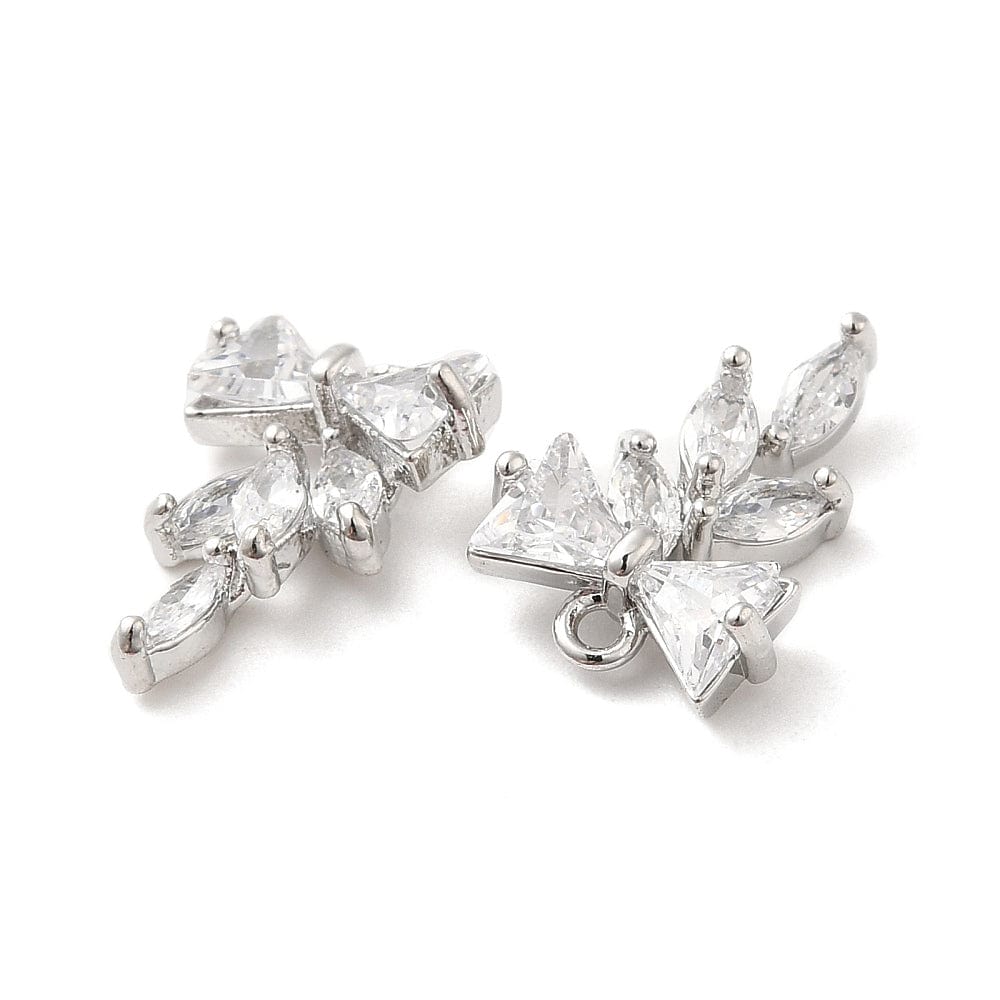 Sløjfe Formet Vedhæng Med Zirkonia Sten, Forsølvet, 14x9,5mm - Uniq Perler - 111801