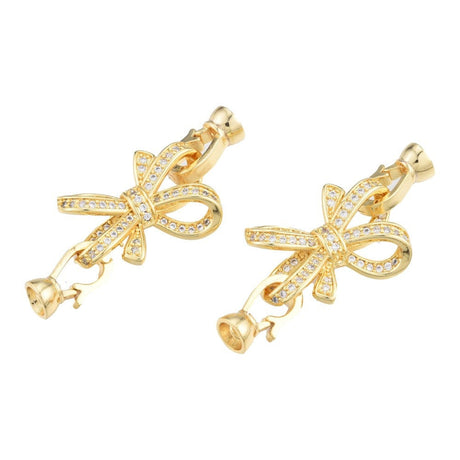 Sløjfe Lås Med Klare Zirkonia Sten, 18x24mm - Uniq Perler - 111471