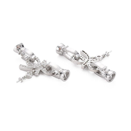 Sløjfe Lås Med Klare Zirkonia Sten Til Top/Anboret Perle - Uniq Perler - 111474