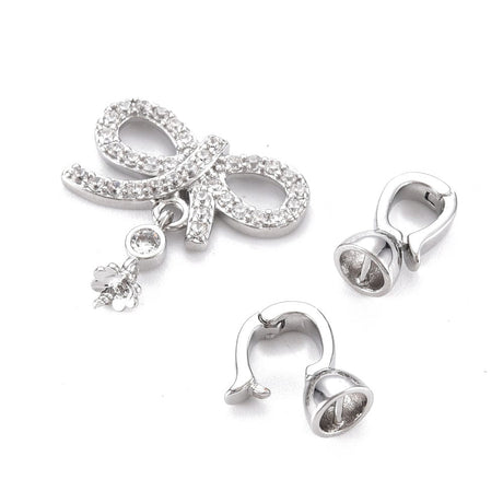 Sløjfe Lås Med Klare Zirkonia Sten Til Top/Anboret Perle - Uniq Perler - 285842