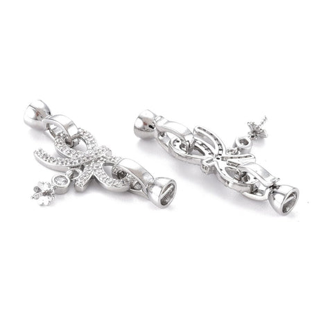 Sløjfe Lås Med Klare Zirkonia Sten Til Top/Anboret Perle - Uniq Perler - 285842