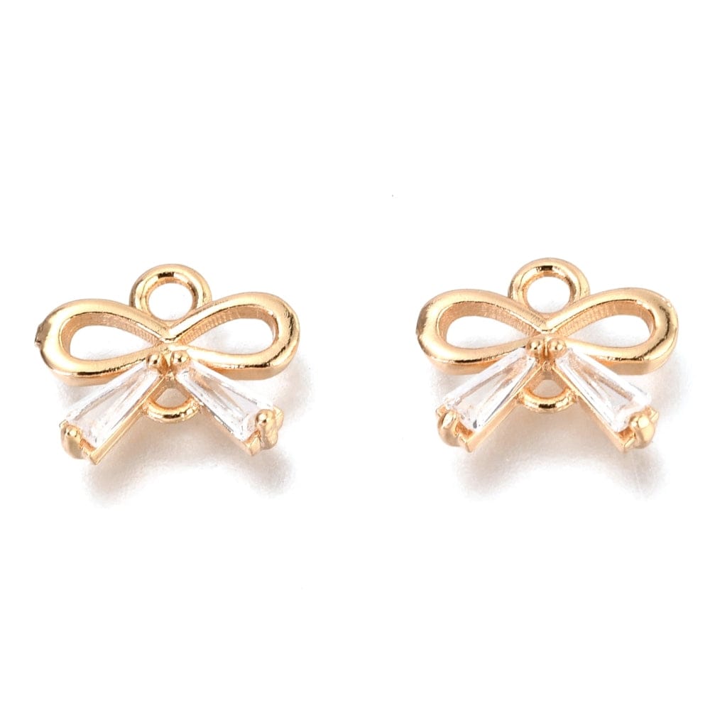 Sløjfe Mellemled Med Klare Zirkonia Sten, 18K Forgyldt, 8,5x10mm - Uniq Perler - 635842