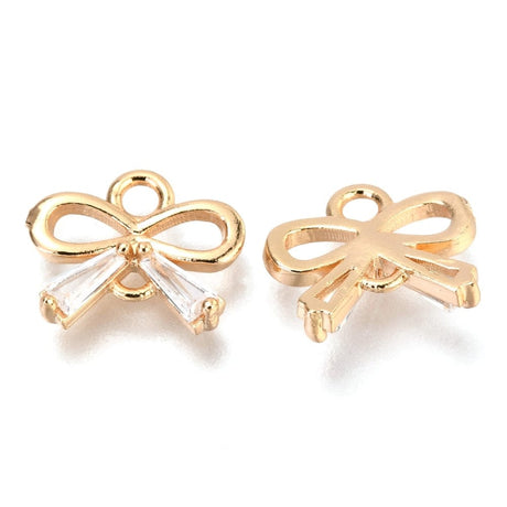 Sløjfe Mellemled Med Klare Zirkonia Sten, 18K Forgyldt, 8,5x10mm - Uniq Perler - 635842