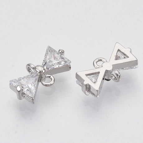 Sløjfe Mellemled Med Zirkonia Sten, 12x7x3,5mm - Uniq Perler - 111478