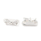 Sløjfe Multi Links/Connector Med Zirkonia Sten, Forsølvet Messing, 4x10x5mm - Uniq Perler - 111455