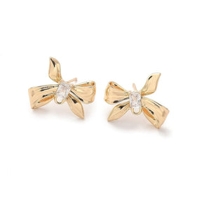 Drop Ear studs With Clear Zirconia Stones, 18mm - Uniq Perler - 114512