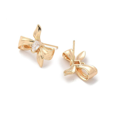 Sløjfe Ørestikkere Med Klar Zirkonia Sten, 18mm - Uniq Perler - 114512