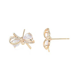 Sløjfe Ørestikkere Med Zirkonia Sten, 18K Langtidsholdbar Forgyldt, 12,5x17,5mm - Uniq Perler - 113624