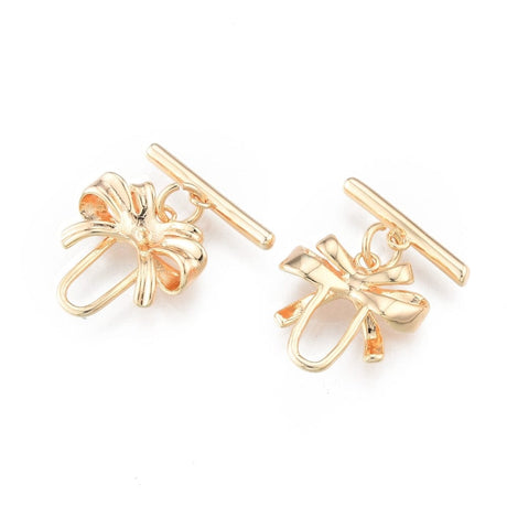 Sløjfe Toggle Lås, Forgyldt, 16x15,5mm - Uniq Perler - 111468