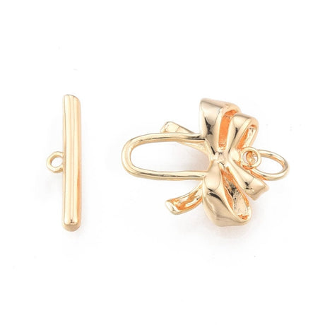 Sløjfe Toggle Lås, Forgyldt, 16x15,5mm - Uniq Perler - 111468