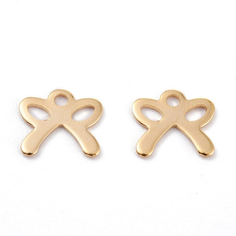 Sløjfe Vedhæng, 18K Forgyldt Stål, 8,5x9,5mm, 10 Stk. - Uniq Perler - 532847